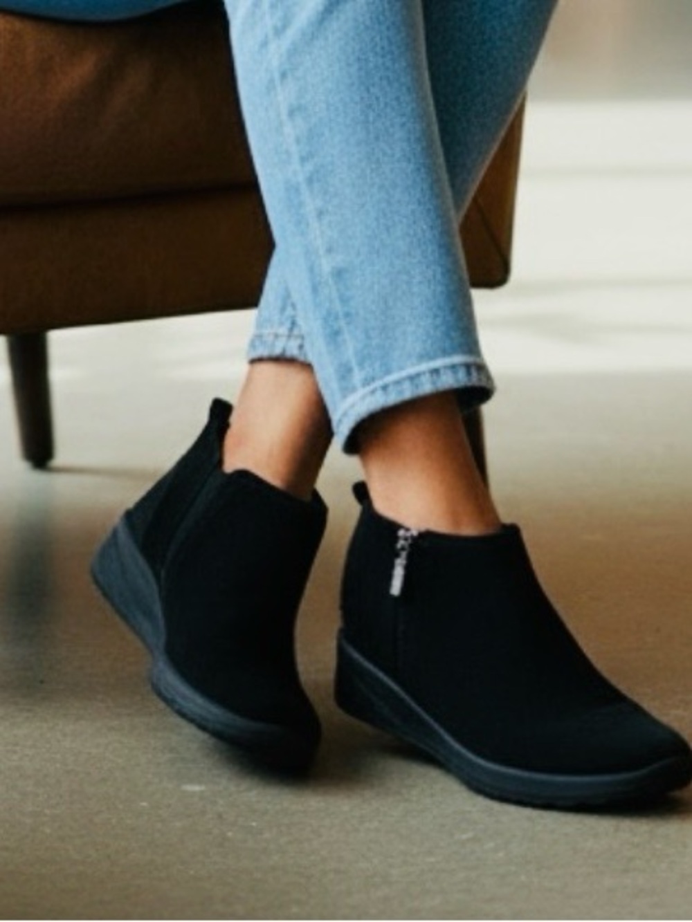 Bzees Women’s Black Ankle Booties - Comfortable Zip Detail